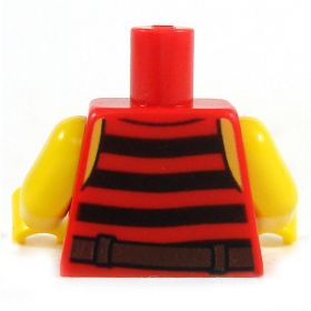 LEGO Torso, Red and Black Striped Tank Top, Bare Arms