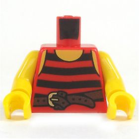 LEGO Torso, Red and Black Striped Tank Top, Bare Arms