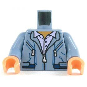 LEGO Torso, Sand Blue Jacket/Jumpsuit with Pockets, Lavender Shirt