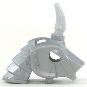 LEGO Warhorse Battle Helmet, Stud on Top, Rounded Style, Flat Silver