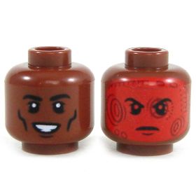 LEGO Head, Dark Flesh, Smiling / Red with Shapes