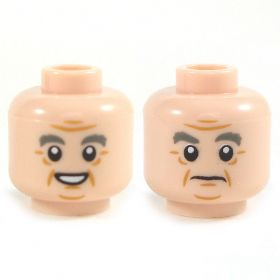 LEGO Head, Flesh, Dark Gray Eyebrows and Wrinkles