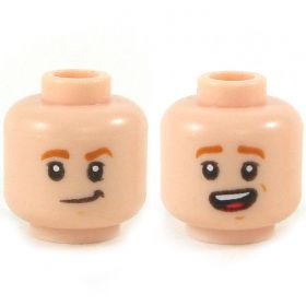 LEGO Head, Dark Orange Eyebrows, Grin/Smiling