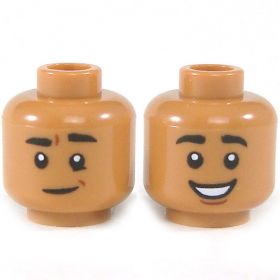 LEGO Head, Medium Dark Flesh, Grin/Smile