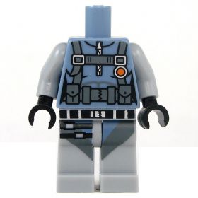 LEGO Gray Outfit with Sand Blue Jacket, Female Belt, Straps, Pouches, Knee Pads
