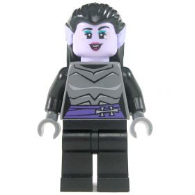 LEGO Hair, Long and Straight with Braid in Back, Black with Light Lavender Ears