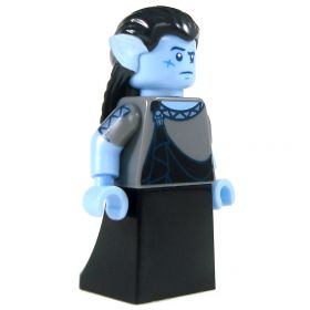 LEGO Hair, Long and Straight with Braid in Back, Black with Light Blue Ears
