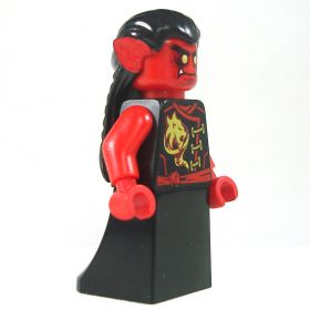 LEGO Hair, Long and Straight with Braid in Back, Black with Red Ears