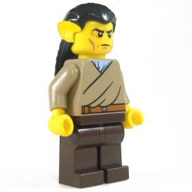 LEGO Hair, Long and Straight with Braid in Back, Black with Yellow Ears