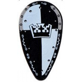 LEGO Shield, Ovoid with Crown, Black and White