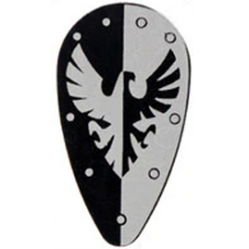 LEGO Shield, Ovoid with Eagle/Hawk/Falcon, Black and Silver