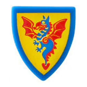 LEGO Shield, Triangular with Red and Blue Dragon on Gold Background