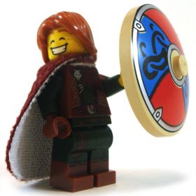LEGO Shield, Round Convex, Red and Blue with Knotwork Design