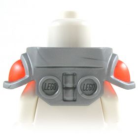 LEGO Shoulder and Chest Armor, Flat Silver with Orange Shoulders, Chest Cutout