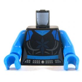 LEGO Torso, Female, Dark Azure Skin with Black Top
