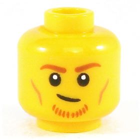 LEGO Head, Dark Orange Eyebrows and Thin Goatee, Small Grin