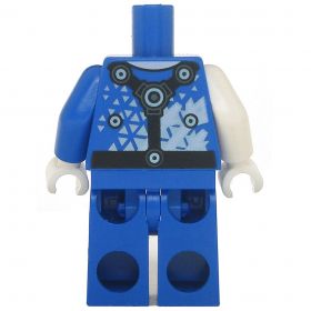 LEGO Blue Torso and Legs, White Sash and Patterns, Black Harness with Blue Circles