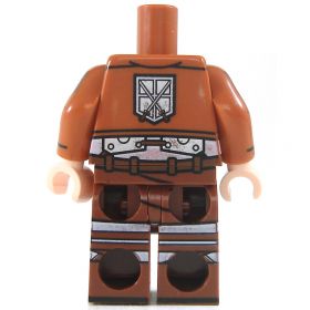 LEGO Gray Outfit With Brown Jacket and Boots, Straps, Crossed Swords Emblem
