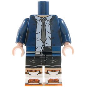 LEGO White Shirt and Dark Blue Open Hoodie over Black Shorts, White Shoes, Female