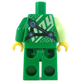 LEGO Green Torso and Legs, Lime Sash and Patterns, Black Harness with Blue Circles