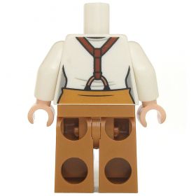 LEGO Female Outfit, White Shirt with Light Brown Pants and Suspenders