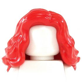 LEGO Hair, Female, Long and Wavy, Side Part, Red
