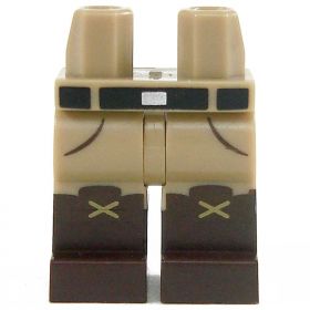 LEGO Legs, Dark Tan Cargo Pants with Pockets, Black Belt, Dark Brown Boots