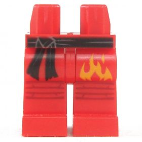 LEGO Legs, Red with Black Belt, Flames