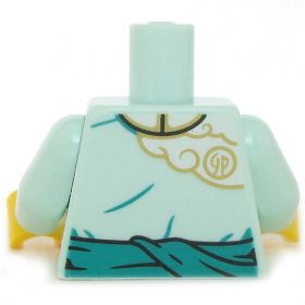LEGO Torso, Light Aqua with Gold Rabbit Design, Frog Closures