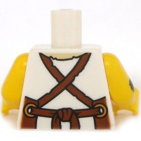 LEGO Torso, Reddish Brown Apron over White Shirt, Bare Arms