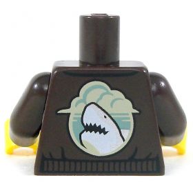 LEGO Torso, Dark Brown Jacket, Shark Emblem on Back