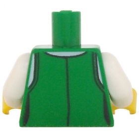 LEGO Torso, Female, Green Vest over Laced White Shirt