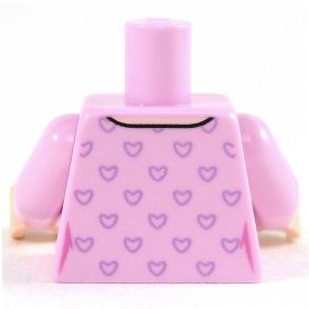 LEGO Torso, Female, Pink with Small Hearts, Necklace with Charms