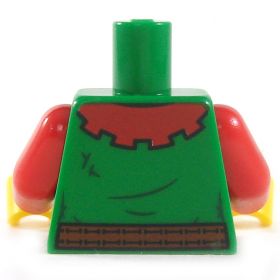 LEGO Torso, Green with Red Arms and Frock, Belt and Pouches