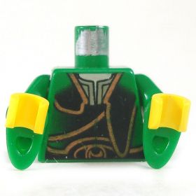 LEGO Torso, Green Shirt with Unique Front Pattern, Flared Sleeves