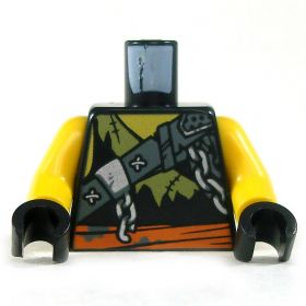 LEGO Torso, Torn Shirt with Strap, Broken Chain, Orange Sash