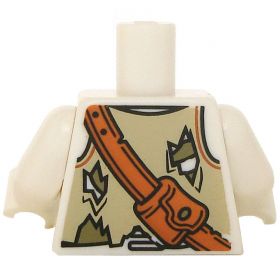 LEGO Torso, Tattered White Shirt and Tan Vest, Shoulder Strap