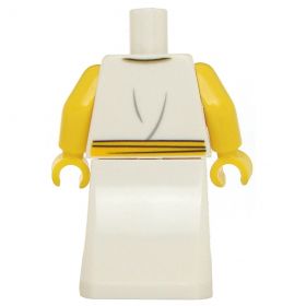 LEGO Dress, White with Gold Design, Frog Closures, Bare Arms