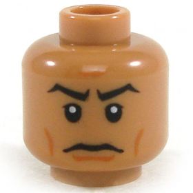 LEGO Head, Medium Dark Flesh, Serious Expression