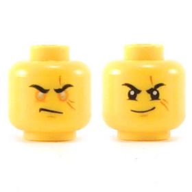 LEGO Head, Large Scar and Angled Eyebrows, Smiling/Angry Orange Eyes