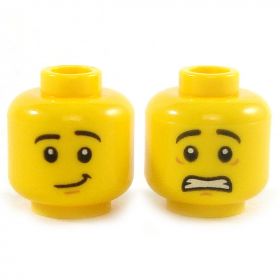 LEGO Head, Raised Eyebrows, Smiling/Scared