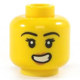 LEGO Head, Female with Large Red Lips, Open Mouth Smile with Teeth, Eyelashes [CLONE] [CLONE]
