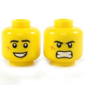LEGO Head, Bruised Cheek, Smiling/Angry