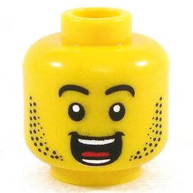 LEGO Head, Stubble, Smiling, Teeth and Tongue Visible