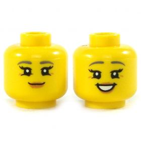 LEGO Head, Female, Dark Bluish Gray Eyebrows, Smiling