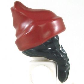 LEGO Hat, Dark Red with Long Black Hair