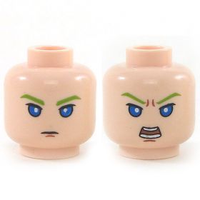 LEGO Head, Green Eyebrows!, Blue Eyes, Frown/Angry