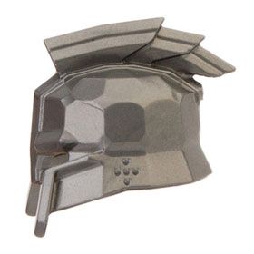 LEGO Helmet, Angular with Cheek and Nose Protection. Center Ridge, Pearl Dark Gray