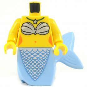 LEGO Merfolk, Female (Mermaid), Yellow Skin with Star Necklace, Light Blue Tail