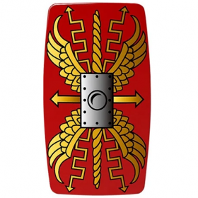 LEGO Minifig Shield Rectangular Curved with Stud with Gold Lightning Wings and Arrows Print [CLONE] [CLONE]